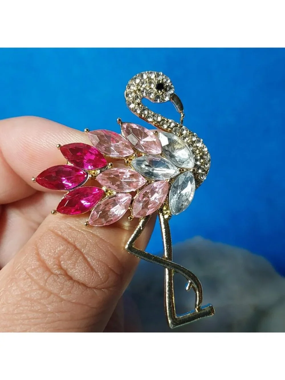 Pink Gold Rhinestone Flamingo